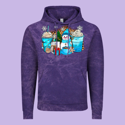 Winter Snowman Coffee Cups Vintage Hoodie Designed By Zillion Design Studio