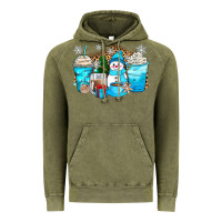 Vintage Olive winter snowman coffee cups Vintage Hoodie - Zillion Design Studio