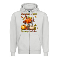 Dove Grey pumpkin kisses harvest wishes Zipper Hoodie - BundleAndBundleShop