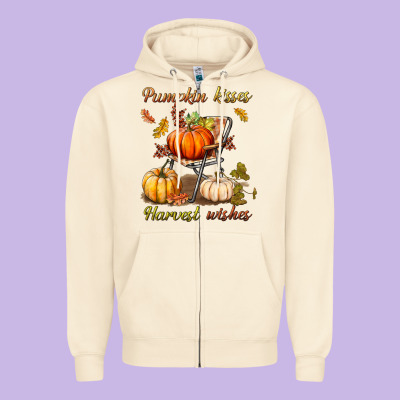 Pumpkin Kisses Harvest Wishes Zipper Hoodie Designed By Bundleandbundleshop