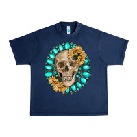 Navy skull with gemstone and sunflower Urban Heavy Tee - RanaPortraitStore