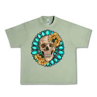 Oil Green skull with gemstone and sunflower Urban Heavy Tee - RanaPortraitStore