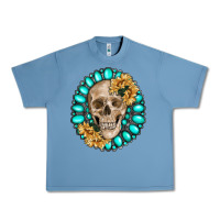 Pebble Blue skull with gemstone and sunflower Urban Heavy Tee - RanaPortraitStore