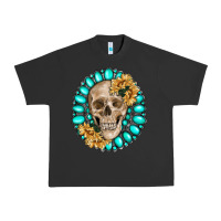 Pigment Black skull with gemstone and sunflower Urban Heavy Tee - RanaPortraitStore