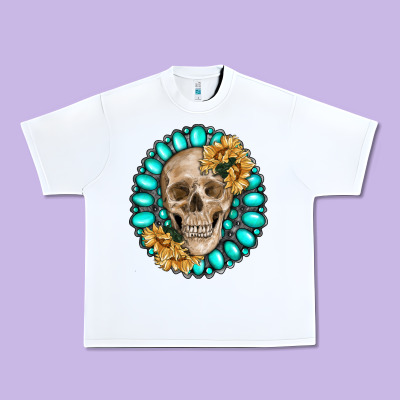 Skull With Gemstone And Sunflower Urban Heavy Tee Designed By Ranaportraitstore