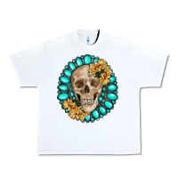 White skull with gemstone and sunflower Urban Heavy Tee - RanaPortraitStore