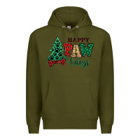 Army Green happy pawlidays christmas pets Premium Hoodie - MaliasSmallBusiness