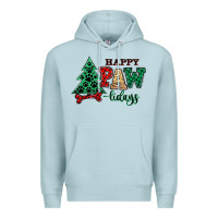 Blue Mist happy pawlidays christmas pets Premium Hoodie - MaliasSmallBusiness