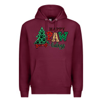Burgundy happy pawlidays christmas pets Premium Hoodie - MaliasSmallBusiness