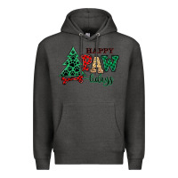 Charcoal Heather happy pawlidays christmas pets Premium Hoodie - MaliasSmallBusiness
