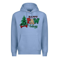 Colony Blue happy pawlidays christmas pets Premium Hoodie - MaliasSmallBusiness