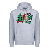 Heather Grey happy pawlidays christmas pets Premium Hoodie - MaliasSmallBusiness