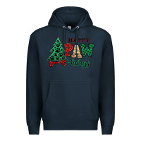 Navy happy pawlidays christmas pets Premium Hoodie - MaliasSmallBusiness