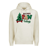 Oatmeal Heather happy pawlidays christmas pets Premium Hoodie - MaliasSmallBusiness