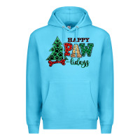 Ocean Blue happy pawlidays christmas pets Premium Hoodie - MaliasSmallBusiness