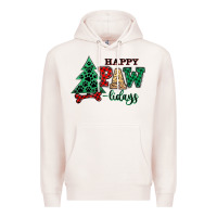 Pale Pink happy pawlidays christmas pets Premium Hoodie - MaliasSmallBusiness