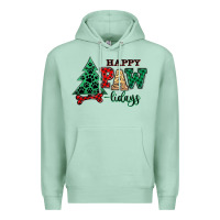 Seafoam happy pawlidays christmas pets Premium Hoodie - MaliasSmallBusiness