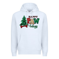 White happy pawlidays christmas pets Premium Hoodie - MaliasSmallBusiness