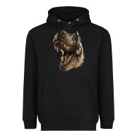 Black Tyrannosaurus T Rex Face Heavyweight Hoodie - LillyAllenDesigns