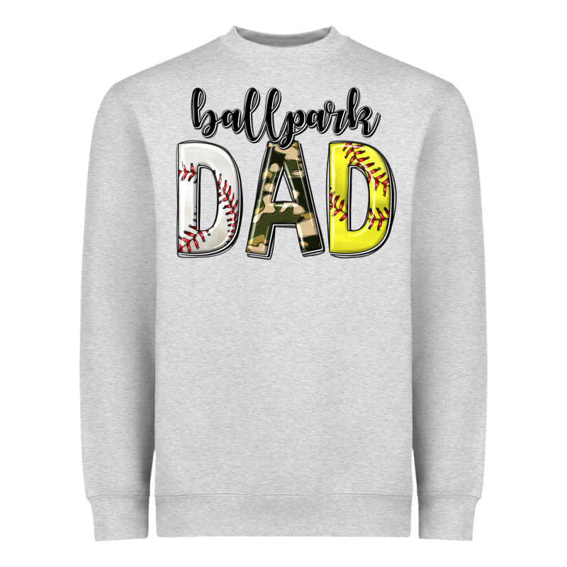 Ballpark Dad With Softball And Baseball Heavyweight Sweatshirt by texasbilliewilder | Teevron