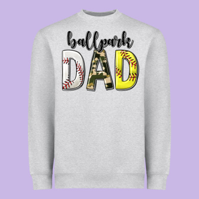 Heavyweight Sweatshirt ballpark dad with softball and baseball