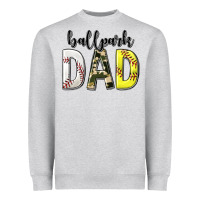 Heather Grey ballpark dad with softball and baseball Heavyweight Sweatshirt - texasbilliewilder