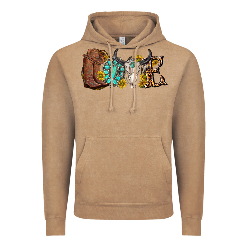 Western Love Bull Skull With Gemstone And Sunflowe Vintage Hoodie by texasbilliewilder | Teevron