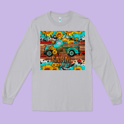 Western Farm Life Truck Sunflowers  Mousepad Long Sleeve Tee Designed By Hra Design Shop