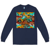 Navy western farm life truck sunflowers  mousepad Long Sleeve Tee - HRA Design Shop