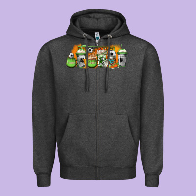 Soccer Coffee Cups Zipper Hoodie Designed By Jasminsmagicworld