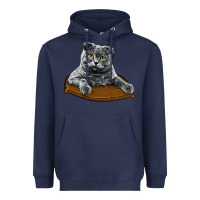Navy Scottish Fold Heavyweight Hoodie - LillyAllenDesigns