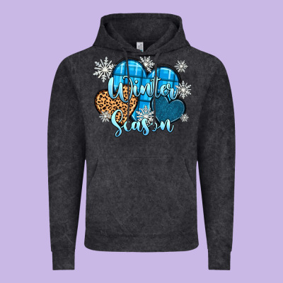 Snow Hearts Winter Season Vintage Hoodie Designed By Zillion Design Studio