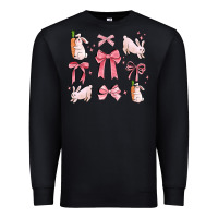 Black pink ribbons with rabbits Premium Sweatshirt - MaliasSmallBusiness