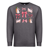 Charcoal Heather pink ribbons with rabbits Premium Sweatshirt - MaliasSmallBusiness