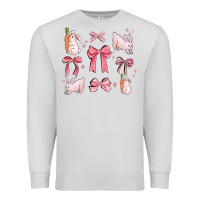 Dove Grey pink ribbons with rabbits Premium Sweatshirt - MaliasSmallBusiness