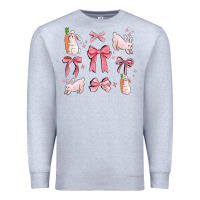 Heather Grey pink ribbons with rabbits Premium Sweatshirt - MaliasSmallBusiness