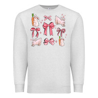 Oatmeal Heather pink ribbons with rabbits Premium Sweatshirt - MaliasSmallBusiness