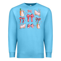 Ocean Blue pink ribbons with rabbits Premium Sweatshirt - MaliasSmallBusiness