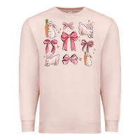 Pale Pink pink ribbons with rabbits Premium Sweatshirt - MaliasSmallBusiness