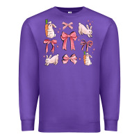 Purple pink ribbons with rabbits Premium Sweatshirt - MaliasSmallBusiness