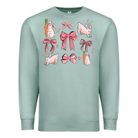 Seafoam pink ribbons with rabbits Premium Sweatshirt - MaliasSmallBusiness