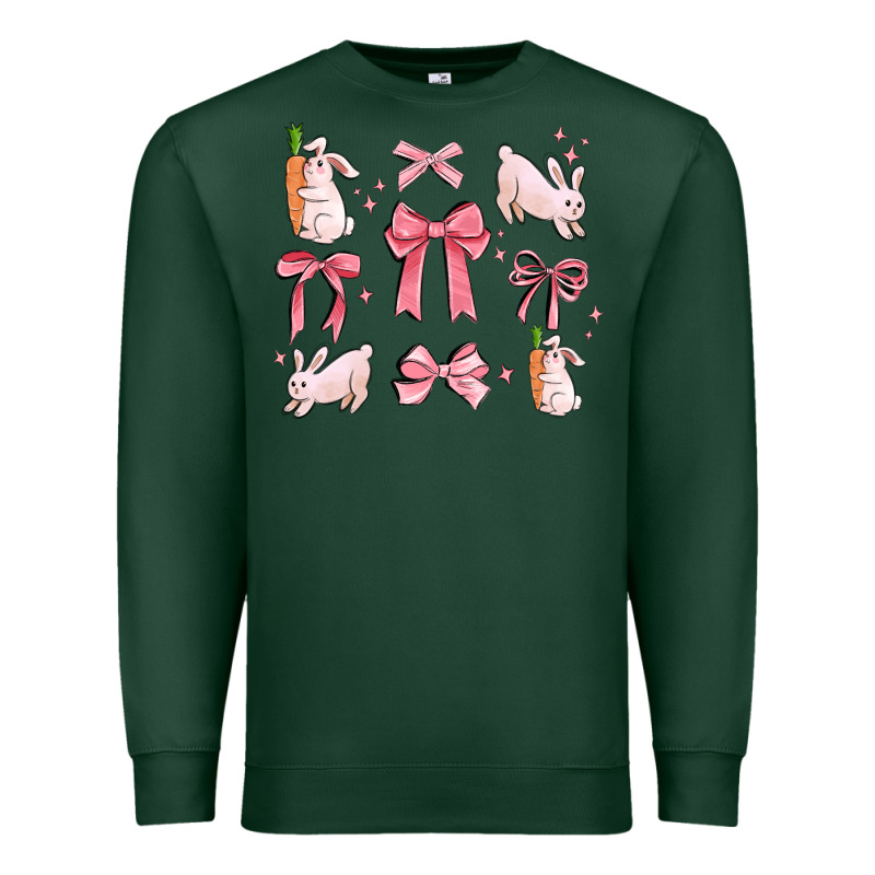 Pink Ribbons With Rabbits Premium Sweatshirt by MaliasSmallBusiness | Teevron