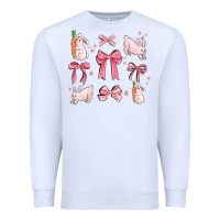 White pink ribbons with rabbits Premium Sweatshirt - MaliasSmallBusiness