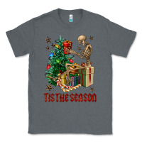 Charcoal Heather Skeleton tis the season Classic Tee - FaDigitalArtStudio