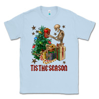 Dusty Blue Skeleton tis the season Classic Tee - FaDigitalArtStudio