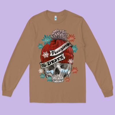 Freezing To Death Skull Long Sleeve Tee Designed By Fadigitalartstudio