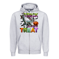 Heather Grey trick rawr treat Zipper Hoodie - BundleAndBundleShop
