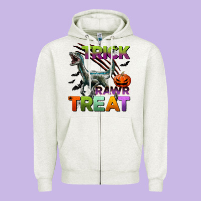 Trick Rawr Treat Zipper Hoodie Designed By Bundleandbundleshop