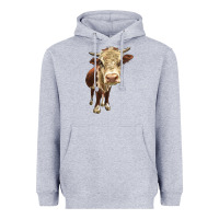 Heather Grey Hereford Heifer Heavyweight Hoodie - LillyAllenDesigns