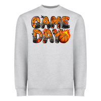 Heather Grey game day basketball leopard Heavyweight Sweatshirt - Zillion Design Studio